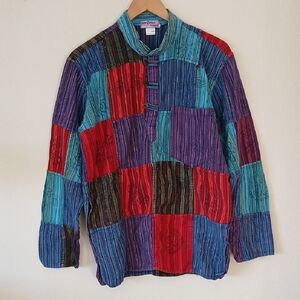 Vintage Shopoholic Bohemian Patchwork Pullover Shirt With Pocket